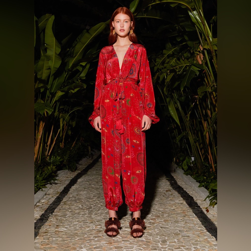 Farm Rio Red Mystic Night Jumpsuit